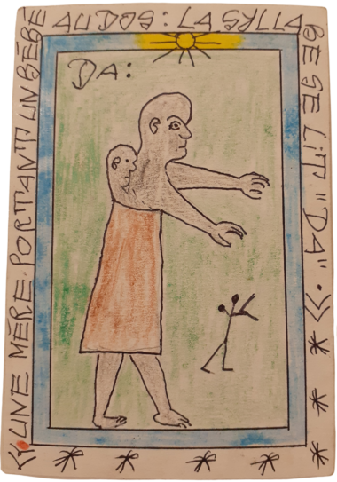 Frédéric Bruly BOUABRE-Une mère portant un bébé au dos "Da" P 88