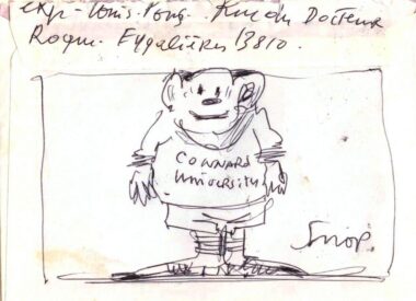 PONS Louis . Dessin sur enveloppe P 9 "Connard universitaire"