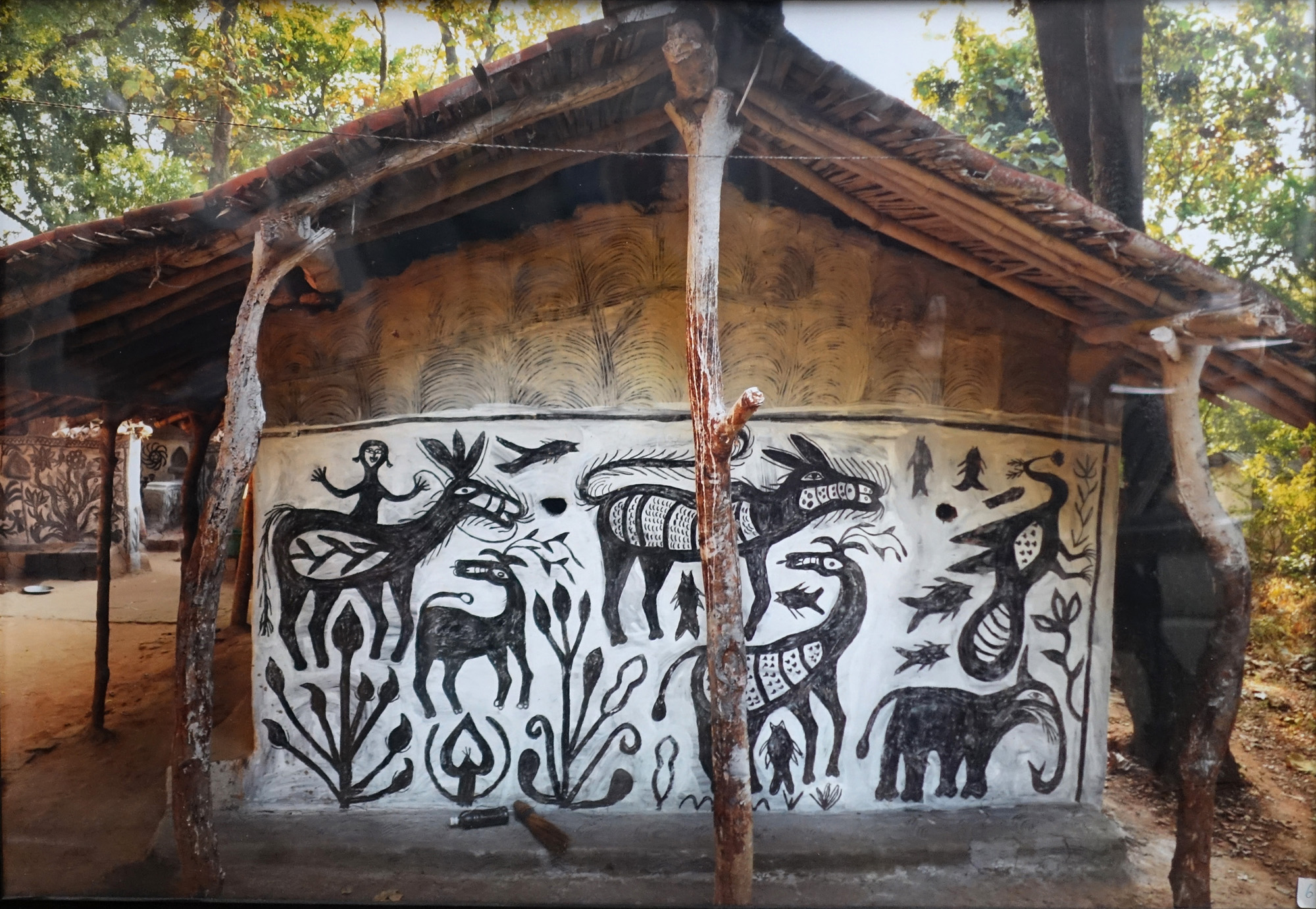 Tribus HAZARIBAGH. Style Khovar. Anita Devi, " Deux cerfs" P 4 – Image 2