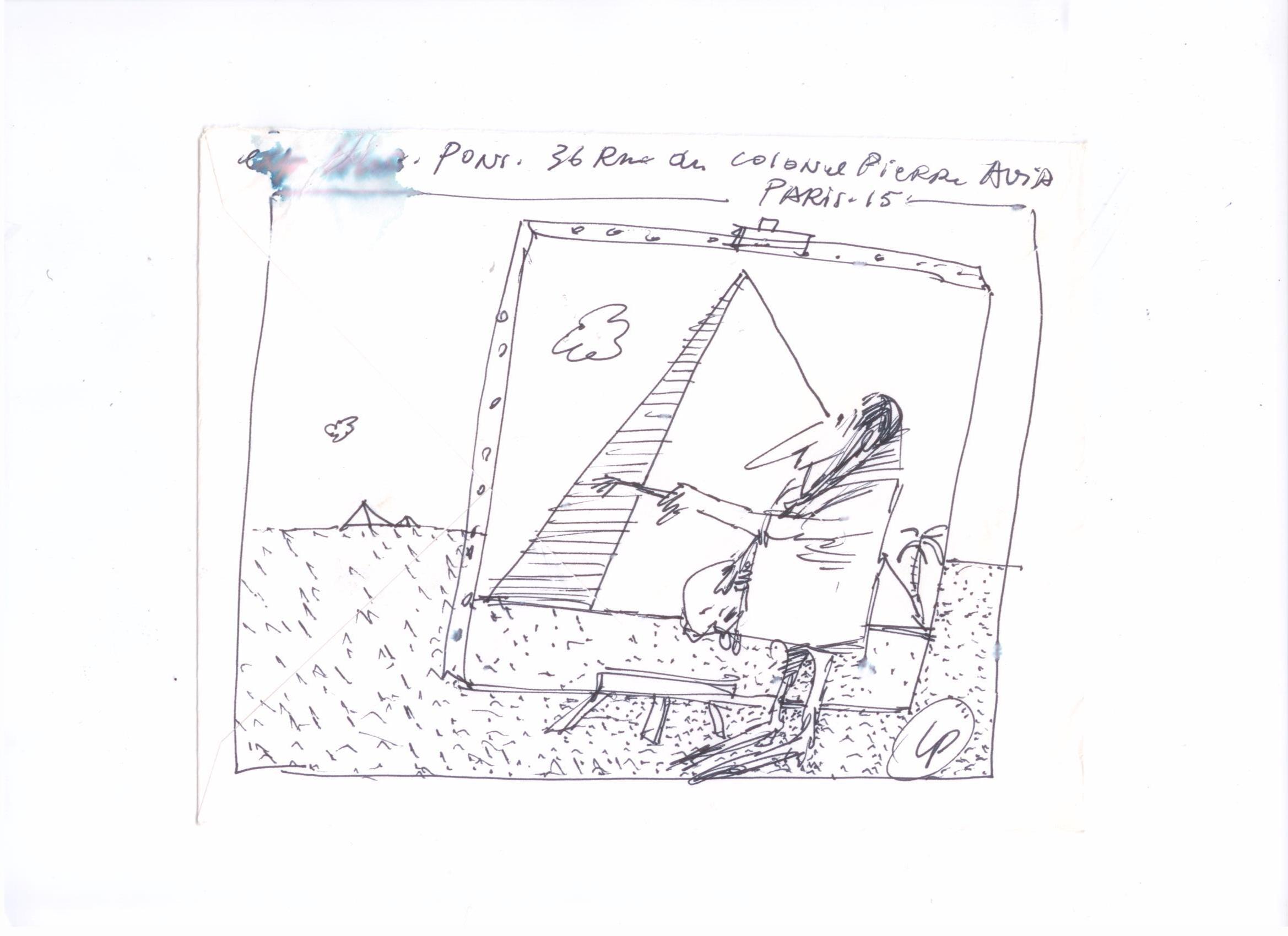 PONS Louis . Dessin sur enveloppe P 25
