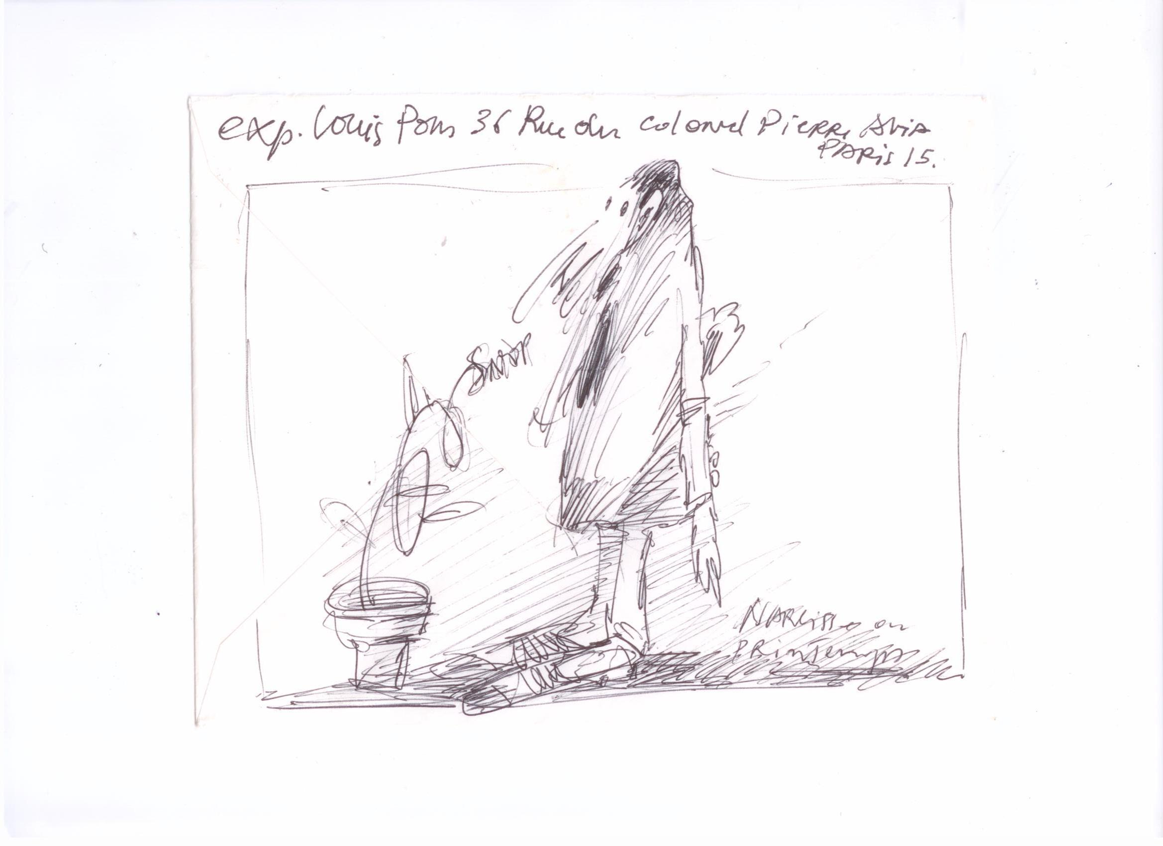 PONS Louis . Dessin sur enveloppe P 31