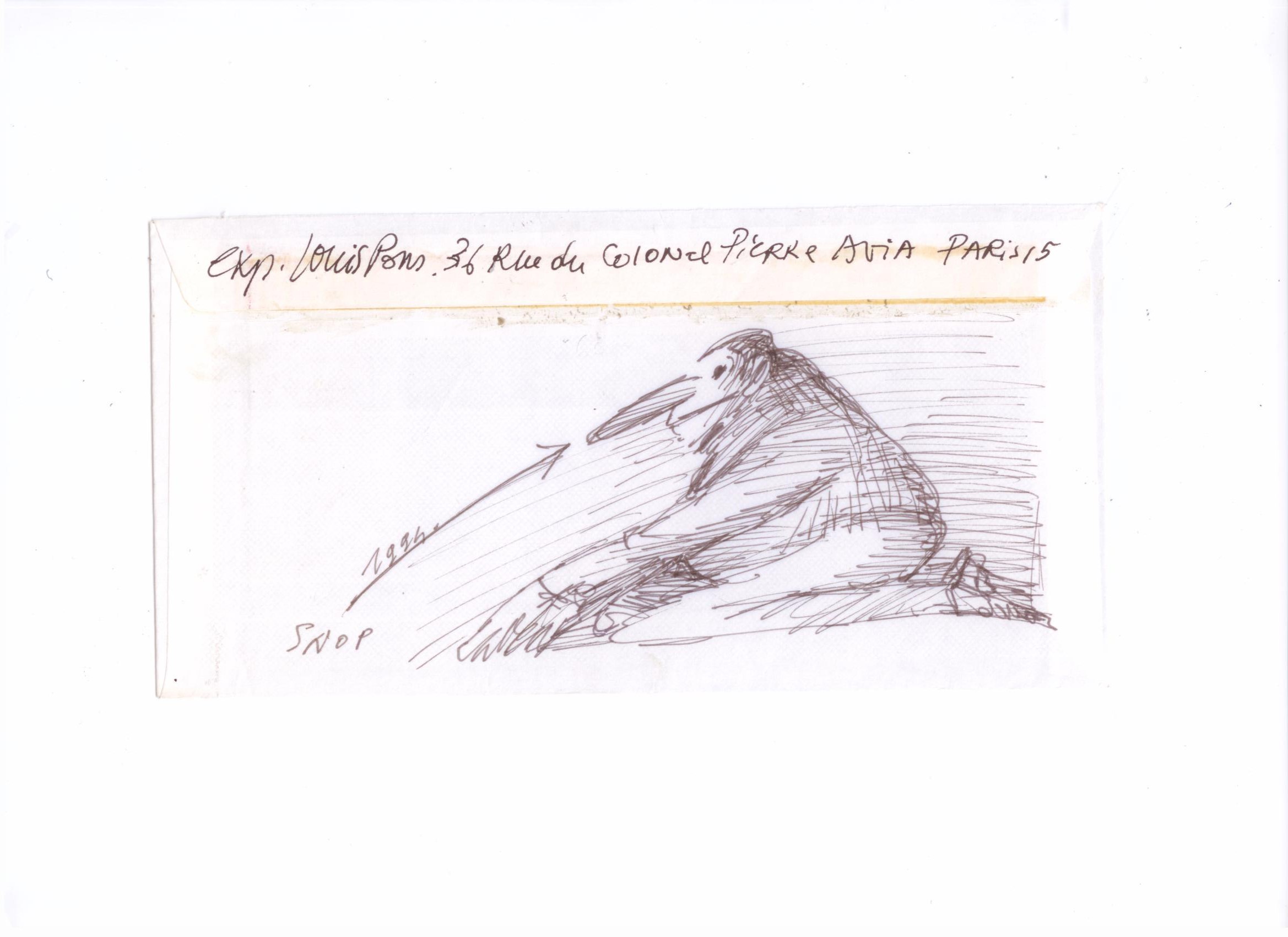 PONS Louis . Dessin sur enveloppe P 32
