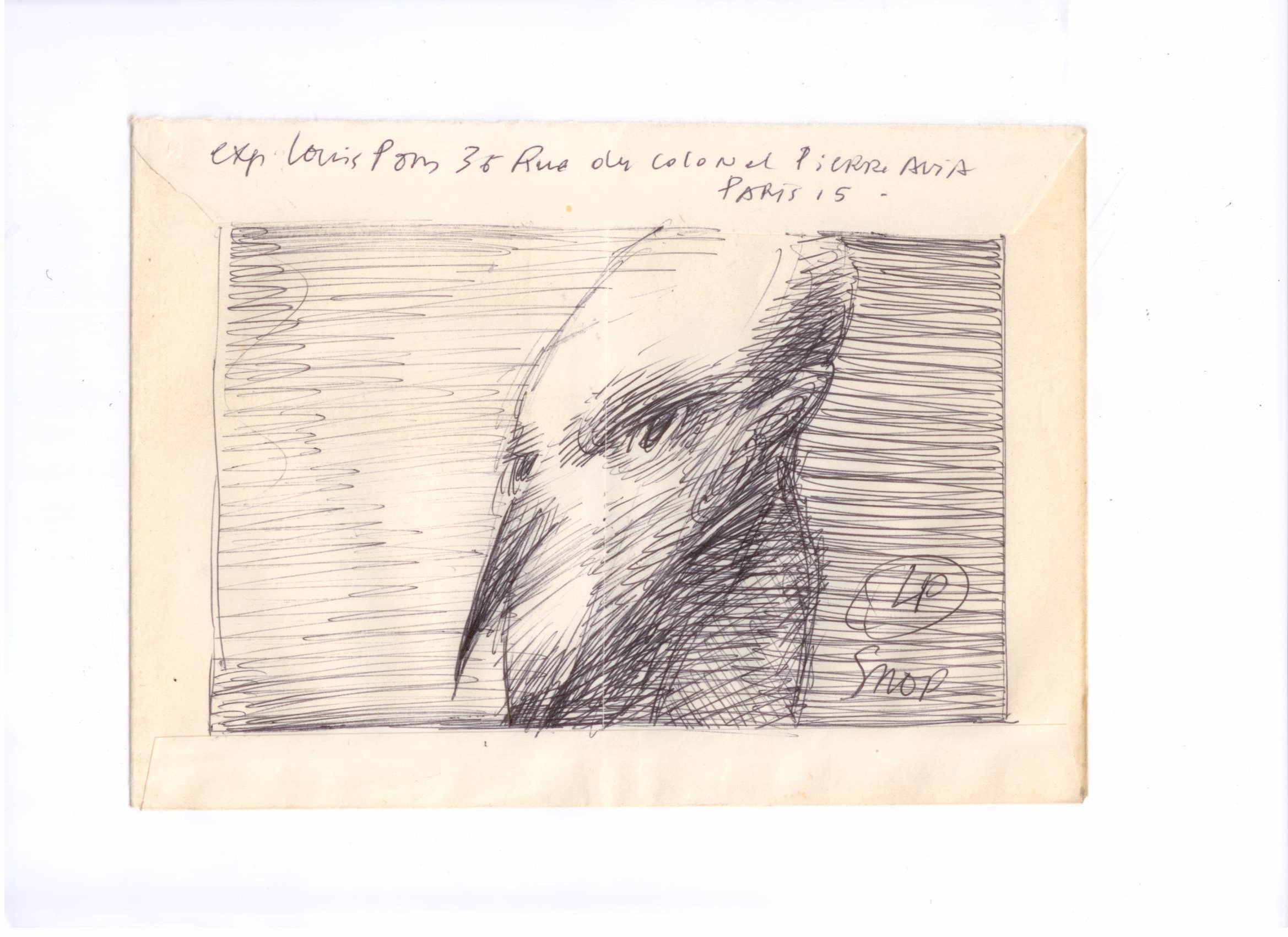 PONS Louis . Dessin sur enveloppe P 36
