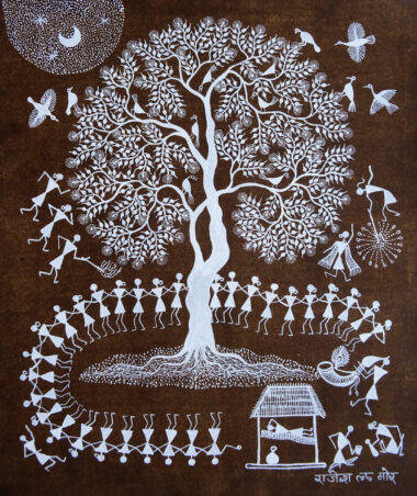 Tribu WARLI.  Rajesh LAXMAN MOR,  "Teak and Tarpa dance" P 2