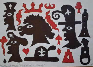 Ian PYPER " Plantagenet Heads, Black and Red, version 2" P 7