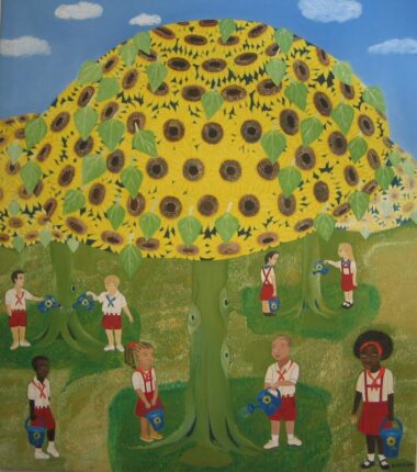 Julio Barbon  "Arbol con girasoles" (Cuba) P1a