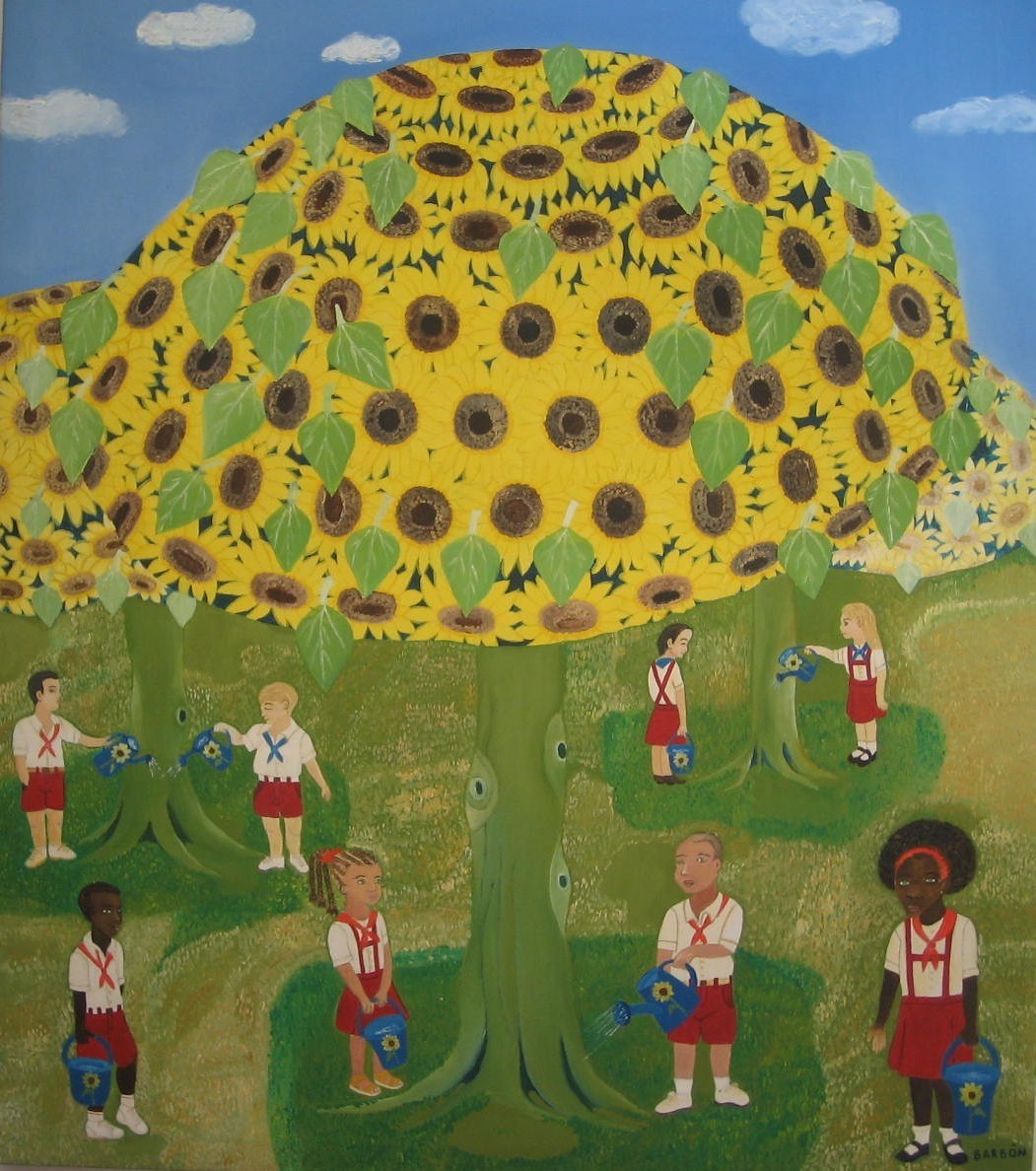 Julio Barbon "Arbol con girasoles" (Cuba) P1a