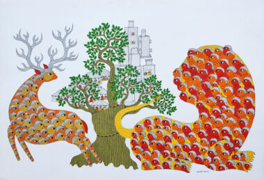 INDE, Tribu GOND, Sukhnandi, Arbre de vie, Gond 653, PG4