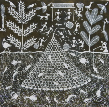 INDE, Tribu Warli, Manki Bai, le filet et le pêcheur, WAI 332